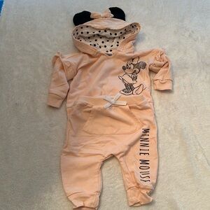 Disney Minnie hoodie and jogger set, pink, 3-6mo